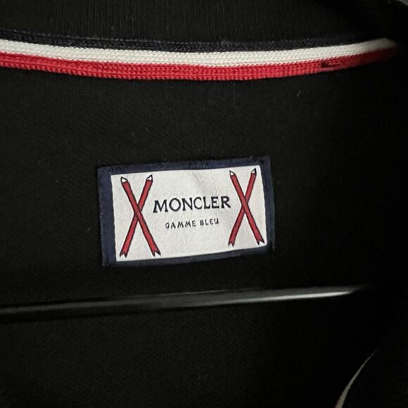 Moncler Gamme Bleu Men’s Short Sleeve Polo Size L Black - Picture 3 of 9